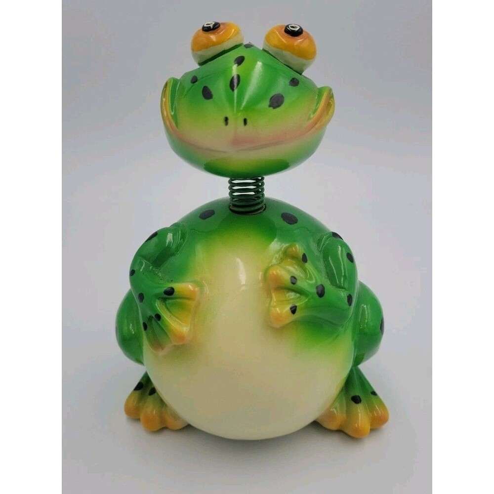 Exhart Wobble Bobble Frog Figurine Paperweight Silly Whimsical Decor 5-3/4"